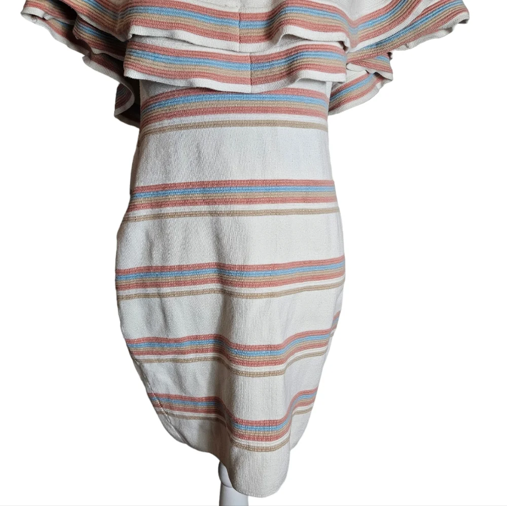 Endless Rose Striped Off Shoulder Ruffle Collar Sweater Dress Sz Large Coquette - Picture 6 of 16